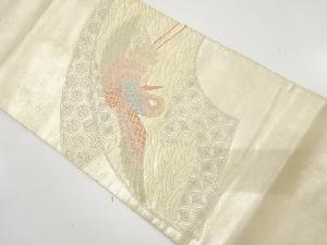 アンティーク　相良刺繍　鶴に古典柄袋帯（材料）